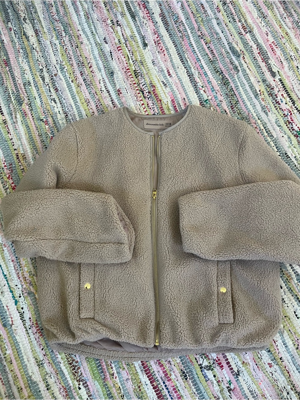 Abercrombie & Fitch Girls Taupe Sherpa Puffer Jacket, 17/18